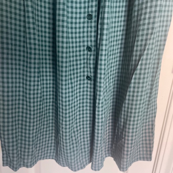 Vintage Green Plaid Gingham Button Down Cottagecore Pocket Dress Size Large - Picture 5 of 8
